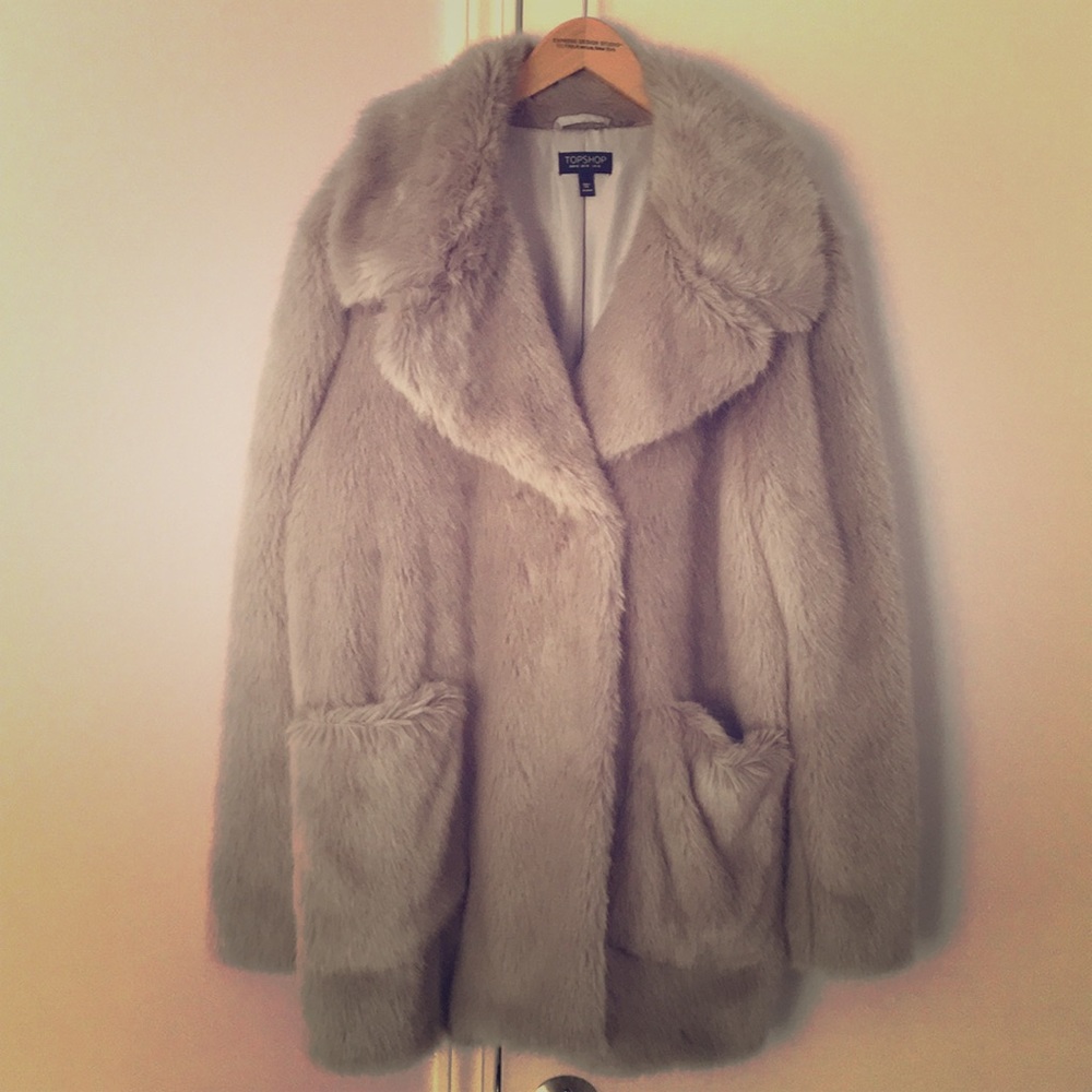 Faux Fur Coat by Top Shop size 10